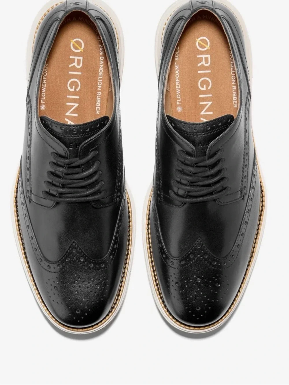 Cole Haan Black Leather Derby with White Sole